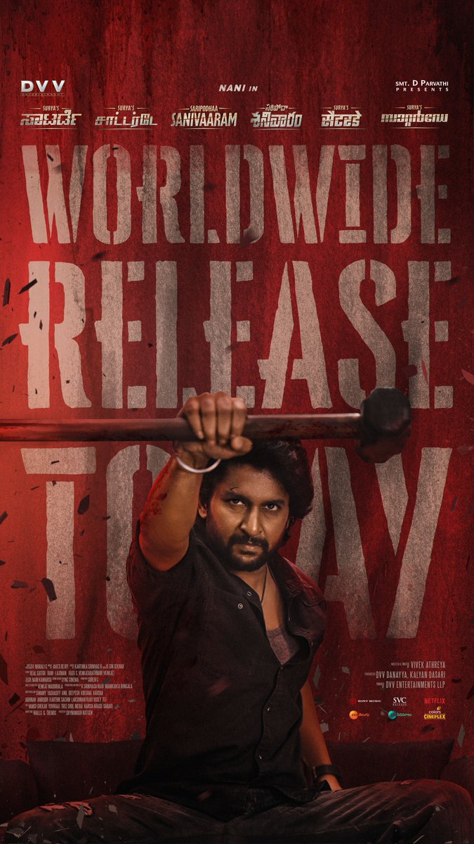 Sri Venkateswara Creations (@svc_official) on Twitter photo It’s time for the world to experience Surya’s Shivathandavam like never before 💥💥
The fury, the madness….. all yours at your nearest screens 🔥🔥
in.bookmyshow.com/amp/movies/sar…
#PotharuMothamPotharu ❤️🔥❤️🔥
#SaripodhaaSanivaaram
Natural 🌟 @NameIsNani <a href="/iam_SJSuryah/">S J Suryah</a> <a href="/priyankaamohan/">Priyanka Mohan</a> It’s time for the world to experience Surya’s Shivathandavam like never before 💥💥
The fury, the madness….. all yours at your nearest screens 🔥🔥
in.bookmyshow.com/amp/movies/sar…
#PotharuMothamPotharu ❤️🔥❤️🔥
#SaripodhaaSanivaaram
Natural 🌟 @NameIsNani <a href="/iam_SJSuryah/">S J Suryah</a> <a href="/priyankaamohan/">Priyanka Mohan</a>