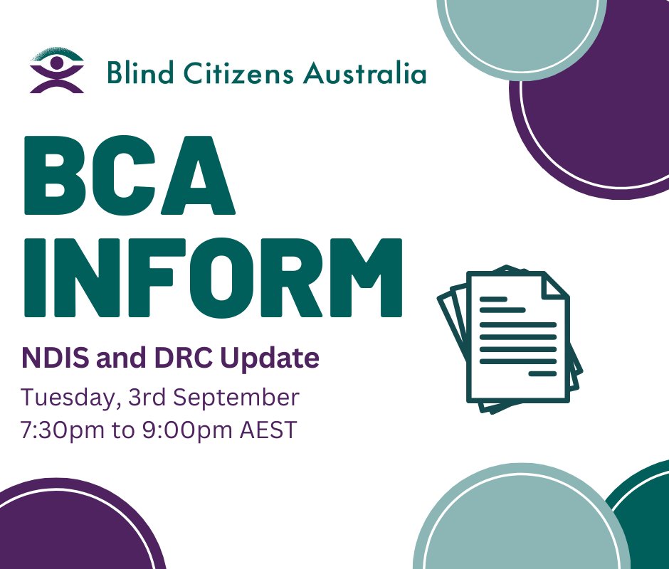 Don’t miss our September Inform session!

We’re covering:
Changes to Section 10 of the NDIS Act
Provider &amp; Worker Registration Taskforce insights
Government response to the Disability Royal Commission (DRC)

When: 3rd Sept, 7:30pm-9:00pm AEST

Register: bit.ly/4dYLh1G