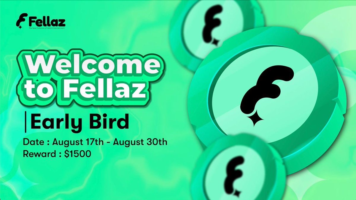 ไปล่า Airdrop กันทุกคนนนน !!!! แพงมีแคมเปญ Fellaz Early Bird และคว้ารางวัลเงินรางวัลรวม $1,500 🎉 
📍 วิธีเข้าร่วมทำภารกิจสำหรับผู้เล่นใหม่ใน Galxe: app.galxe.com/quest/6S9rcJGw…
รับรางวัล $FLZ  และได้สนุกกับการลุ้น Airdrop 🎁
#Fellaz #FLZ #Airdrop #CryptoCommunity #Airdrop #เล่นเกม