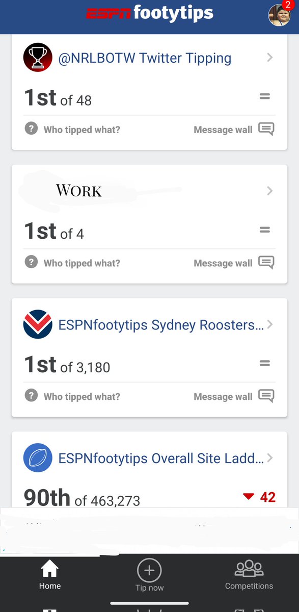 This is the weekend I lose top spot in the 🐔 <a href="/sydneyroosters/">Sydney Roosters 🐓</a> supporters NRL tipping. I can feel it in my bones!
#CookedChook 🍗🍗
#NRLBOTW 
I was 🥇 out of 463,273 a few weeks back!

🤠 By 6
🦅 
🐈‍⬛ STREAK TIP
🐲 STREAK TIP &amp; 100 Flexi points
🐎
🦈 STREAK TIP
⚔️ 
🐓 STREAK TIP