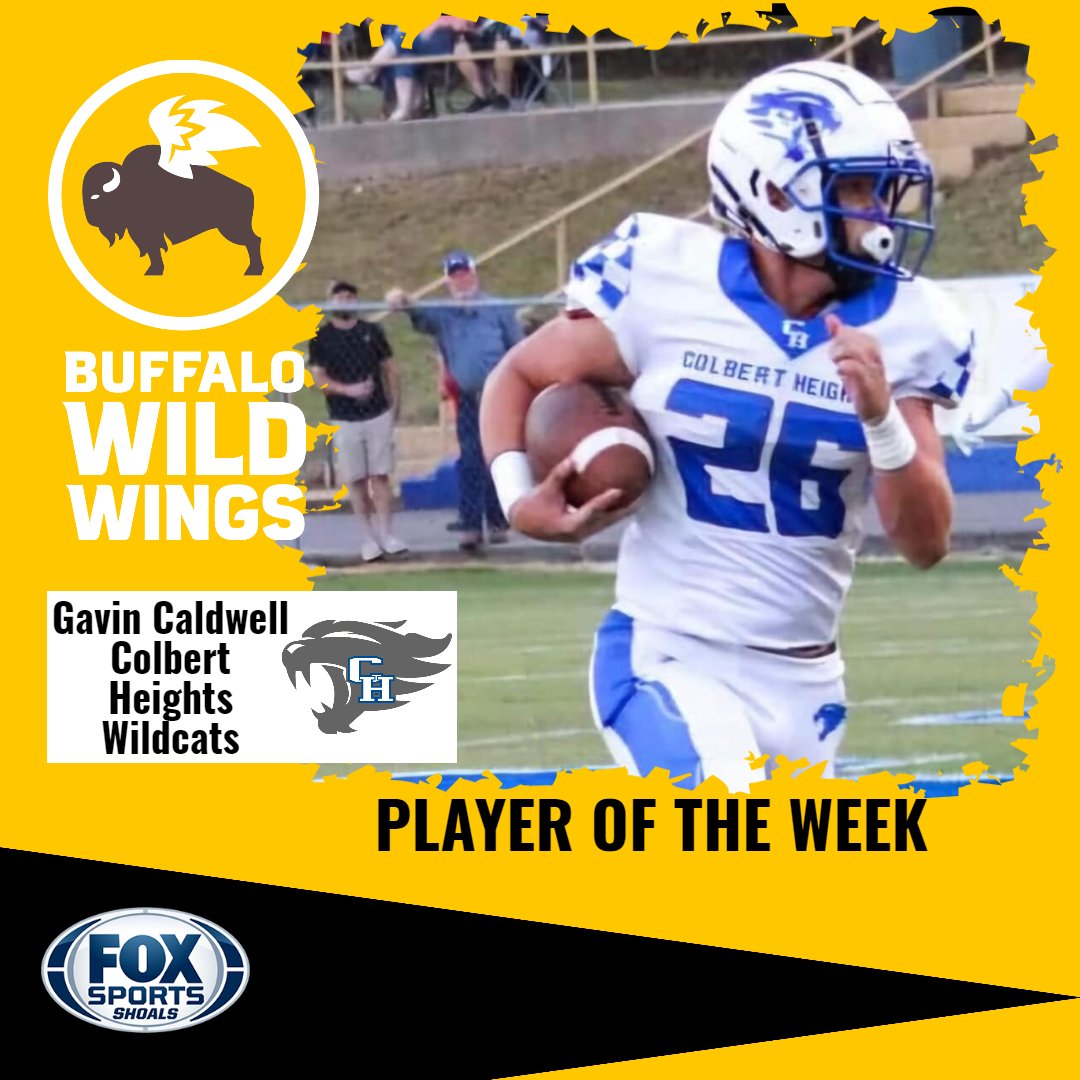 Congrats to Gavin Caldwell (Colbert Heights) who has been voted the Buffalo Wild Wings Fox Sports Shoals Player of the Week for Week 0. Gavin is now in the running for the Player of the Year.