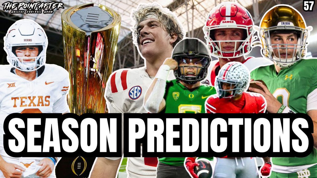 JacksonGroff's tweet photo. College Football Season Predictions Episode is LIVE! #ThePointAfter w/@C_Oakes_9
🏈Our 12 team CFP Brackets
🏆Heisman Predictions
👀Breakout Players for This Season
👊🏼Cody’s Top 10 QBs in CFB
🏟️Week 1 Preview & Picks
& SO MUCH MORE!
📺: https://t.co/2eS76QpI21 https://t.co/pqucrKVZQi