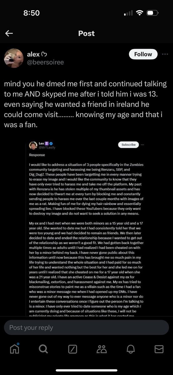 breep545's tweet photo. @ShieldHOJWWE @Hoboninja24 @ImBlagoon @MrTLexify If u still defending this idk what to tell u bro I used to like mrtlexify to but dude is a straight weirdo predator who likes to talk to really young girls when he’s successful like the nigga is really that down bad and mfs like u defending him are nasty https://t.co/FAF9tc6OmE