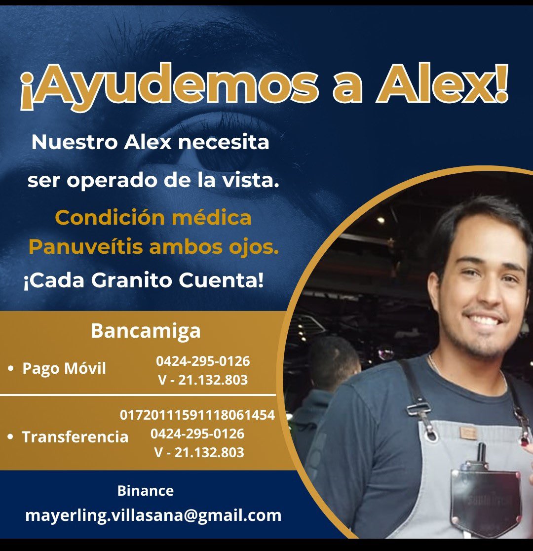AlexaGomezDos's tweet photo. Para apoyar a Alex desde Venezuela 🇻🇪🙏🏼 Muchas gracias https://t.co/m7S8qscYlE