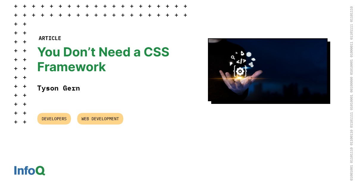 InfoQ's tweet image. #ICYMI Many developers use CSS frameworks to reduce boilerplate, increase quality & drive consistency. Good in theory; not always in practice.
Instead of using a #CSSframework, you should write your own custom #CSS. This is the best option!
Learn more: bit.ly/3ybPkIx