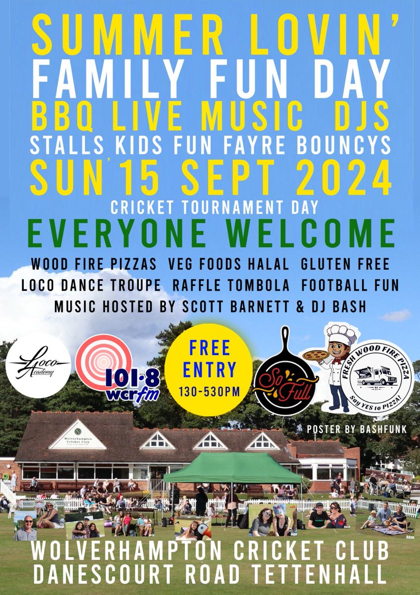 bashfunk's tweet image. FAMILY FUN DAY AT WOLVERHAMPTON CRICKET CLUB IN SEPTEMBER 

Summer Lovin
