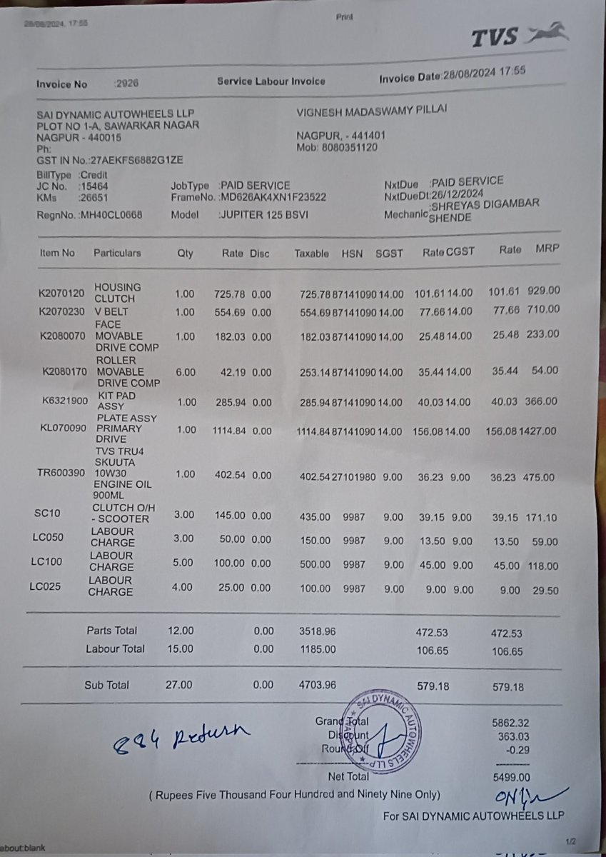 vigfrndz's tweet photo. @tvsmotorcompany See it for yourself the charges that they took and the problem which they couldn't fix https://t.co/GSykBKZ0Oq