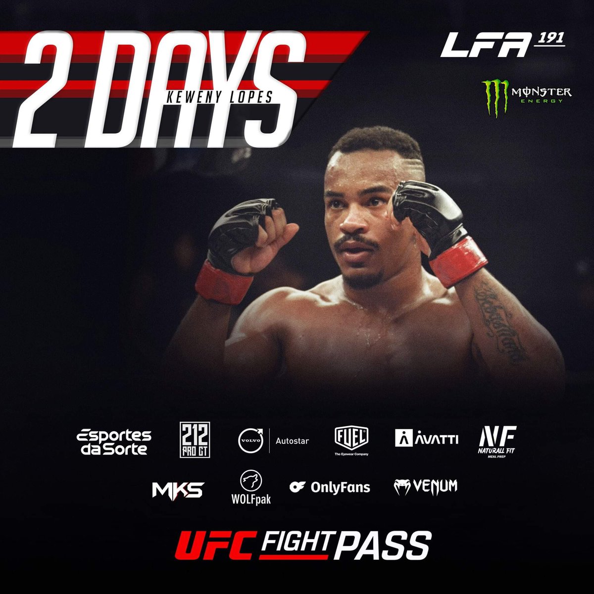 In 2 Days, Capoeira contramestre #KewenyLopes makes his LFA debut in the Main Event of #LFA191! 🇧🇷

Friday, August 30
#GinasioDoPolvilho
#Cajamar, #SaoPaulo, #Brazil

🎥: bit.ly/LFA-UFCFightPa…

#MMA
#LFANation
<a href="/UFCFightPass/">UFC FIGHT PASS</a>