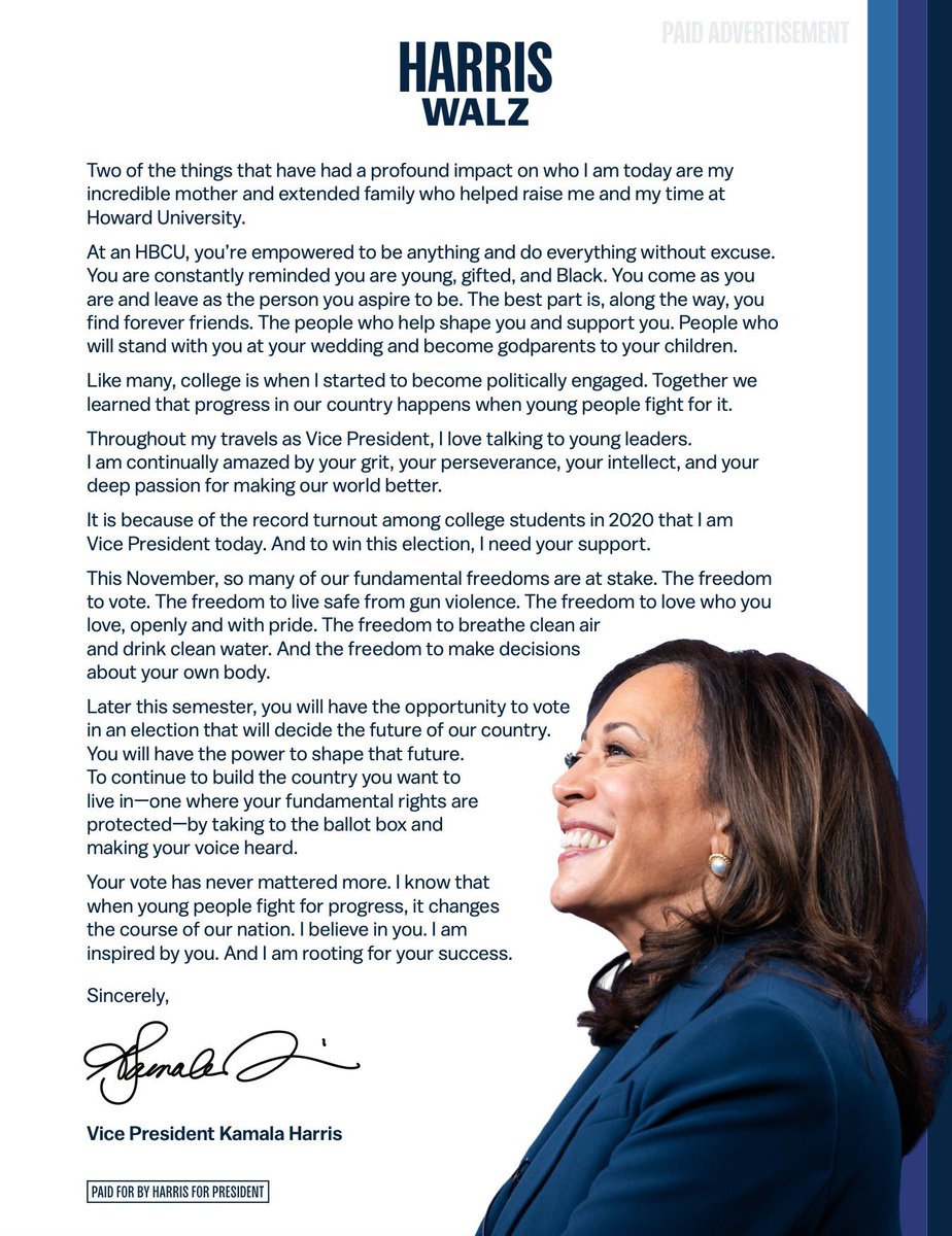 Victorshi2020's tweet photo. &amp; VP also just released a back to school letter for HBCU students specifically. this campaign is reaching and mobilizing students like never before &amp; it matters. https://t.co/5hOkAalIl7