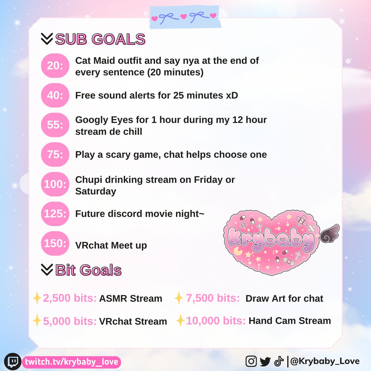 Hi loves~ I am LIVE now on Twitch🌹 Today we are celebrating my 3rd year Twitch Anniversary with a 12 hour stream!!🥳🎉 Hoy celebramos mi 3er Aniversario de Twitch con 12 horas! Here are some goals for today to make today fun~!!! Come by anytime~

twitch.tv/krybaby_love
