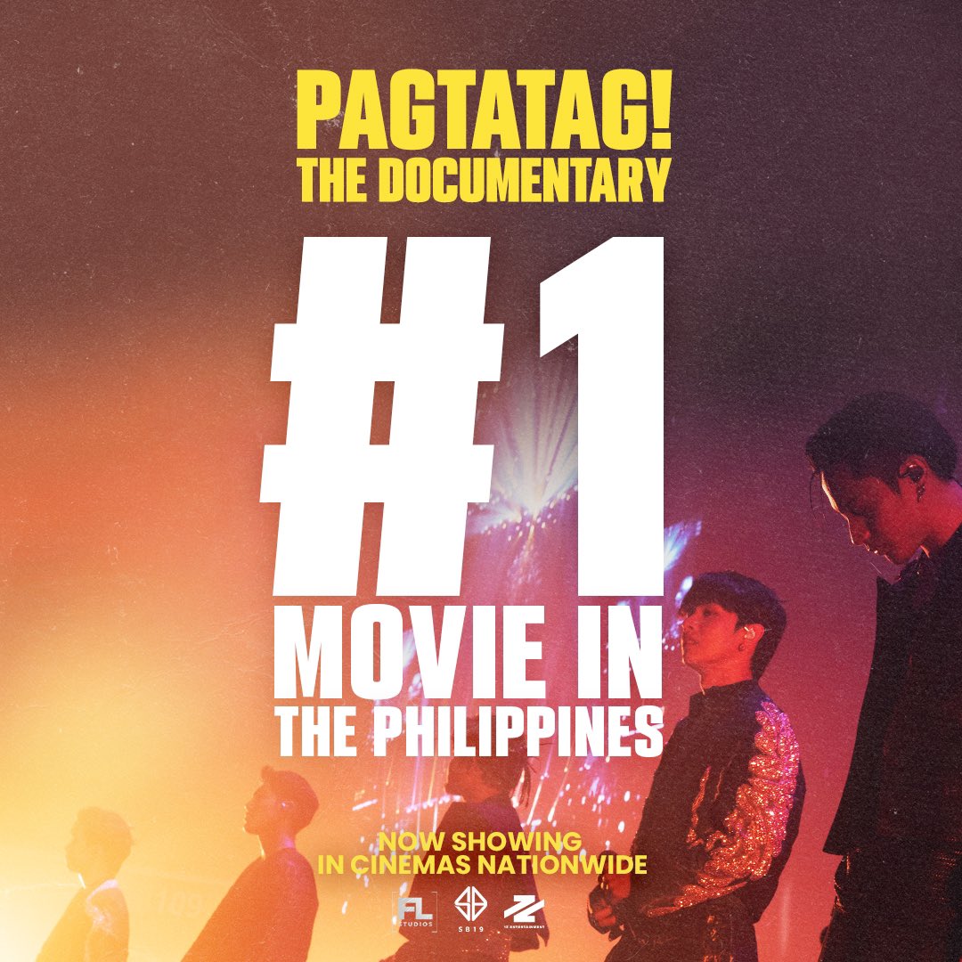 ⚠️SB19 PAGTATAG! THE DOCUMENTARY is currently the #1 Movie in PH Cinemas Nationwide on its opening day! 

A’TIN, you did it! Your unwavering support has propelled us to the top spot on day one.