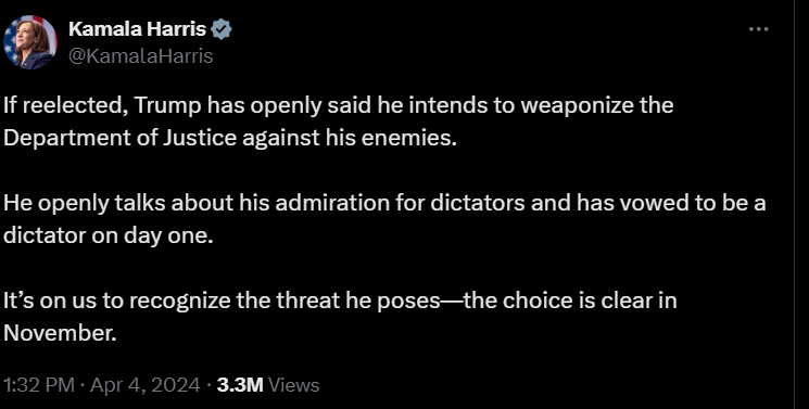 NickUSA01's tweet photo. Who weaponized the justice system against which political party? #Trump2024 #KamalaHarris #NewYork #DonaldTrumpCase https://t.co/gk6YTbnGAi