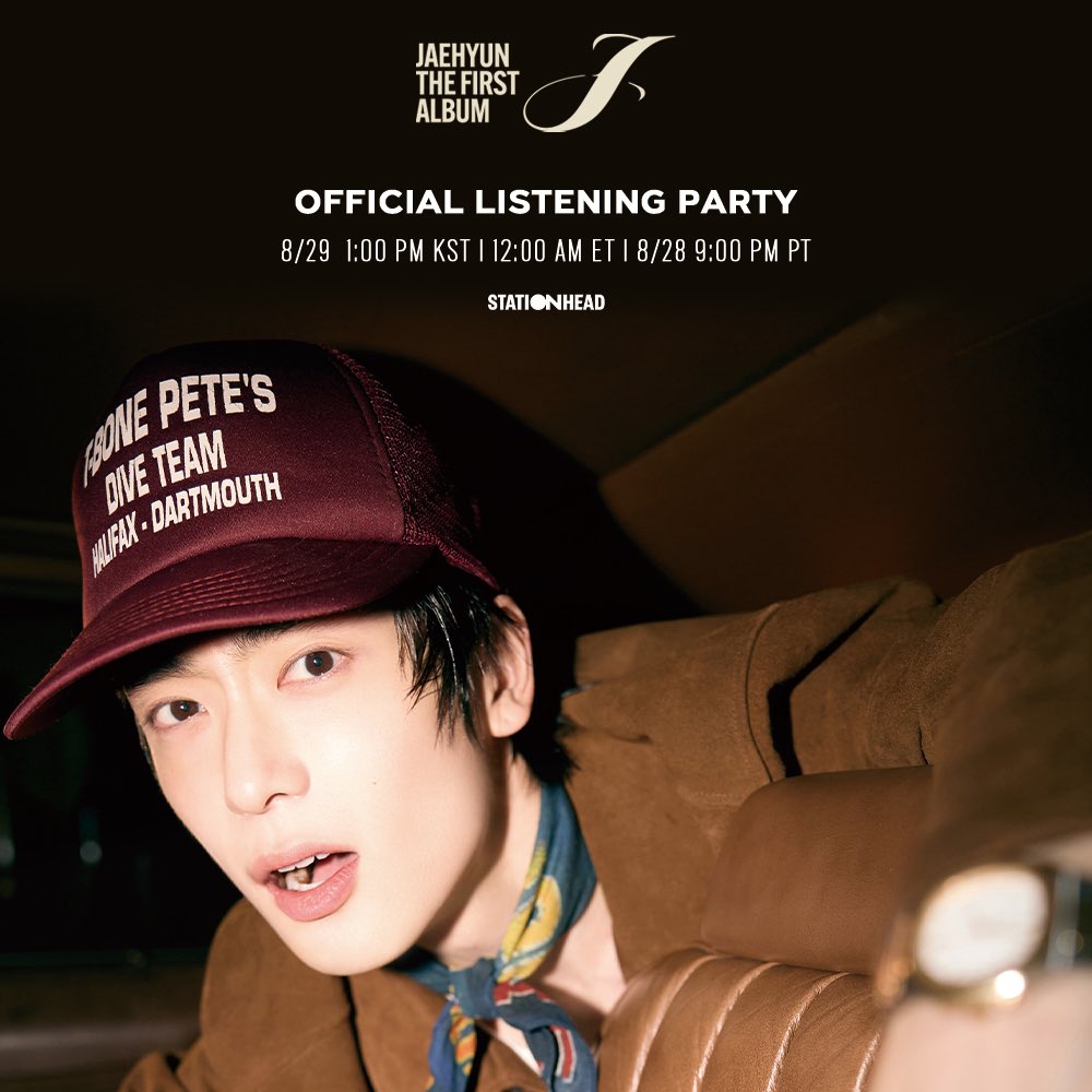 NCTsmtown's tweet photo. 'Journey of J' listening party is happening in one hour!
Join the pre-show happening right now on @STATIONHEAD and stay tuned till the end for JAEHYUN's exclusive messages! 
 
🎙ON AIR: 08.29 1PM KST I 12AM ET I 08.28 9PM PT
📍 https://t.co/1PAdFTvM8c
 
#JAEHYUN #재현
#J #JAEHYUN_J 
#Smoke #JAEHYUN_Smoke 
#NCT #NCT127