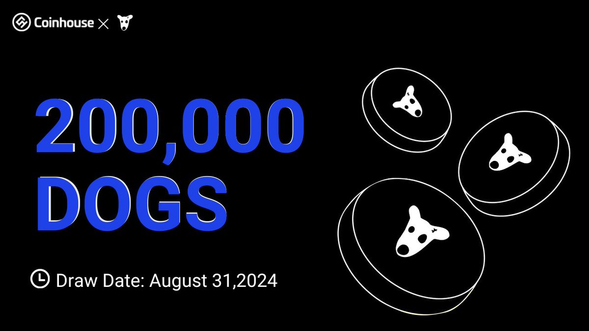Coinhouse_EX's tweet photo. 2 DAYS LEFT!🐾

200,000 $DOGS will be given away soon! 🦴@realDogsHouse

First 5 lucky believers get 40,000 $DOGS each! 🔔🔥

Drop your $DOGS wallet address below—be quick!

Like/RT/Follow/Trade to enter!
#Givenaway #Coinhouse https://t.co/jAO5DSzY6h