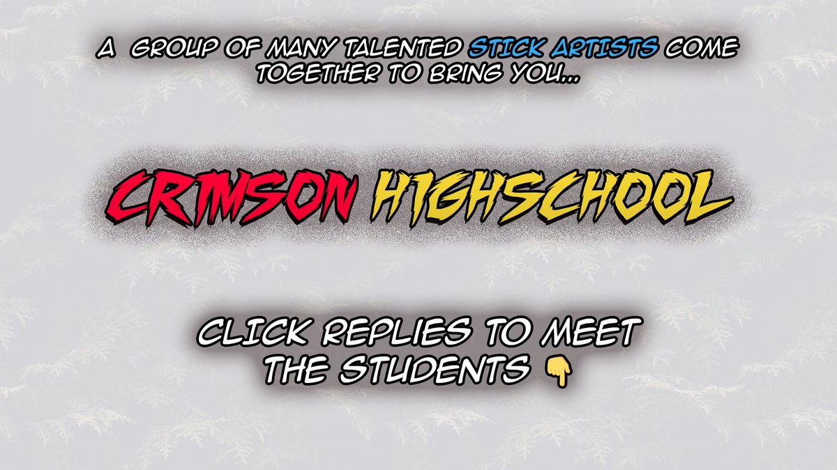 Welcome to CRIMSON HIGH! A New Community Dedicate to LORE and OC interactions! 

Meet the STUDENTS in the thread below! 🧵🪡