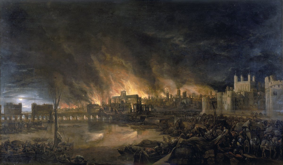 thehistav's tweet photo. Fun Fact: The Great Fire of London in 1666 destroyed 80% of the city, yet only six people were officially recorded as dying in the blaze...

#history #1600s #ThursdayFeeling https://t.co/hkRVYCE9P0