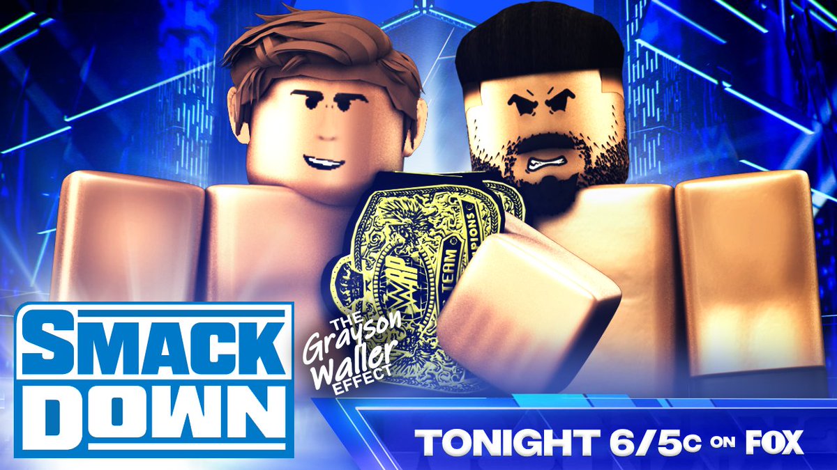 WWERPMedia's tweet photo. Tonight on #WWERPSmackdown

👊 @TheMiaStratton &amp; #JaylaMorgan battle it out to determine the Women's WWERP Champion N1C

🇺🇸 United States Champion @BloxyStyles responds to @921Dun

🔥 Grayson Waller Effect LIVE

⚔️ @Clvztch takes on #LocalMorrison

📺 6/5c on @Roblox https://t.co/adQw6rRXJJ