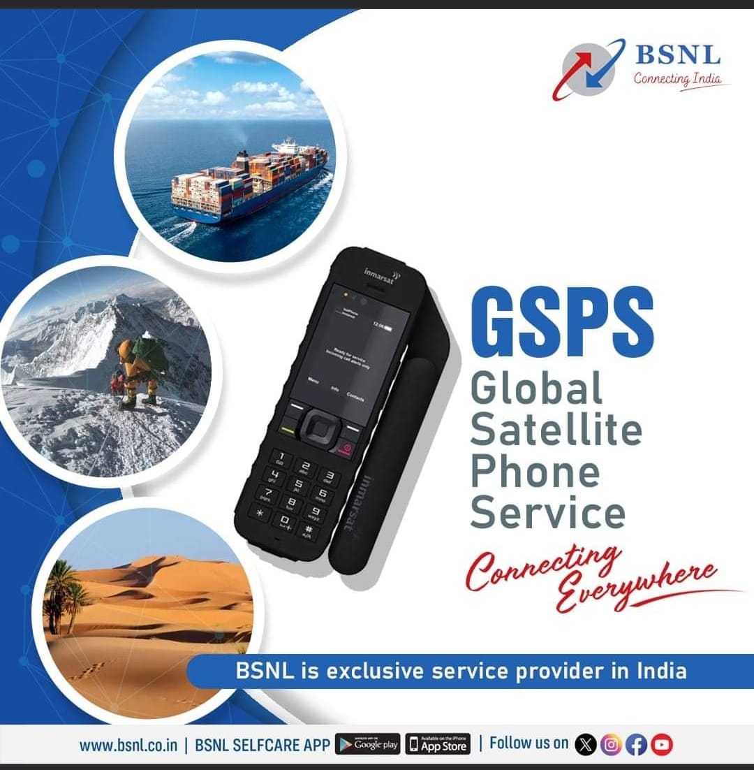 Kalyan_BSNL's tweet image. StayConnected wherever you are with BSNL's Global Satellite Phone Service. Your lifeline in areas with no network coverage. #BSNL is exclusive service provider in India.

 #GSPS #BSNLNetwork #Bsnlkalyan