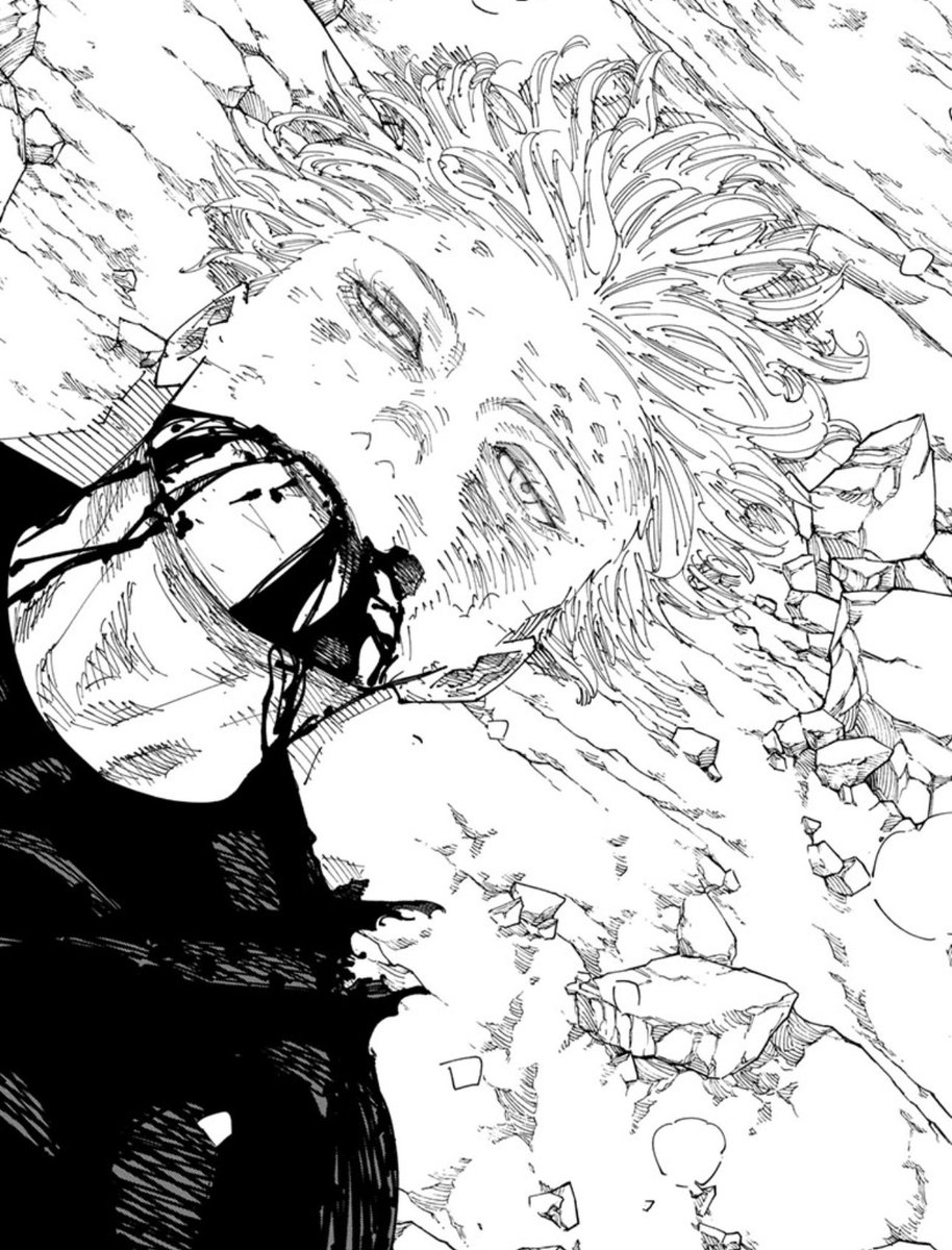 sukuna fans clowned gojo for getting split in half but at least he still looked pretty, sukuna got turned into a ball of slime im cryin #jjk268