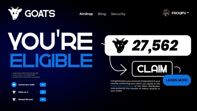 Airdrop_Elara's tweet photo. 🚀 I made 23KonDOGS. The next banger is $GOATS! 🚀
🔥 New T2E from THE SAME Developers 🔥
⏰ Time: 7 min
💸 Cost: FREE
💰 Potential profit: $1,600+ per acc
📹 Step-by-step video guide here🧵👇 https://t.co/AuDTXAEAUK