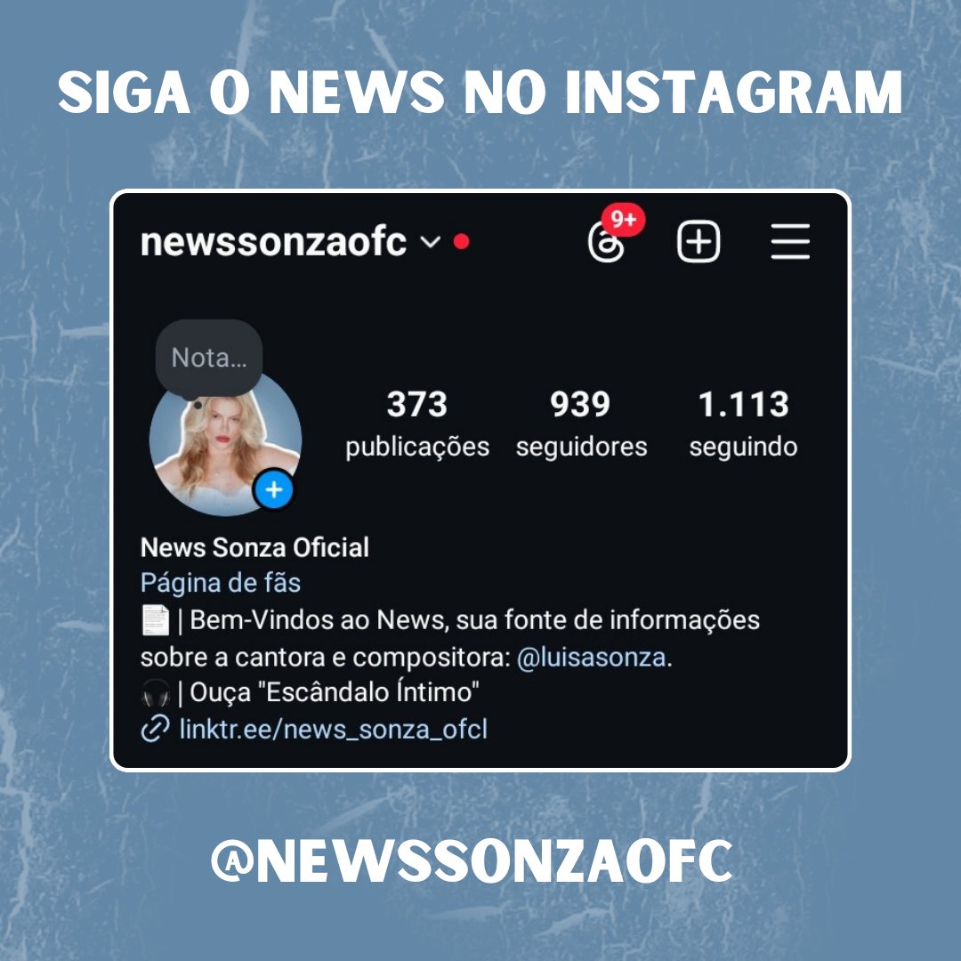 Devido ao (possível) banimento do X (Twitter) no Brasil, siga o News Sonza Oficial no Instagram, assim você continuará acompanhando notícias da cantora Luísa Sonza. 🩵🫶🏻

🔗:instagram.com/newssonzaofc