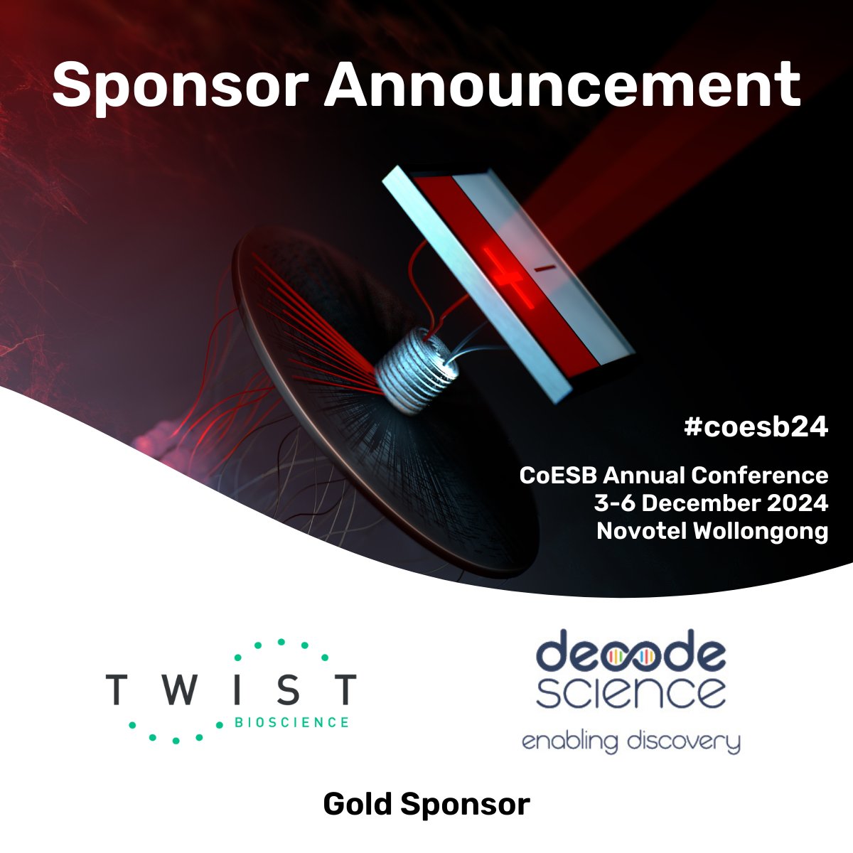 ARC_CoESB's tweet photo. We’re thrilled to announce @TwistBioscience and @Decode_Science as Gold Sponsors of the CoESB Annual Conference #CoESB24 🎉 Thank you for your support!
#CoESB #TwistBioscience #DecodeScience #Sponsors #syntheticbiology https://t.co/n5EWKG3Z4w