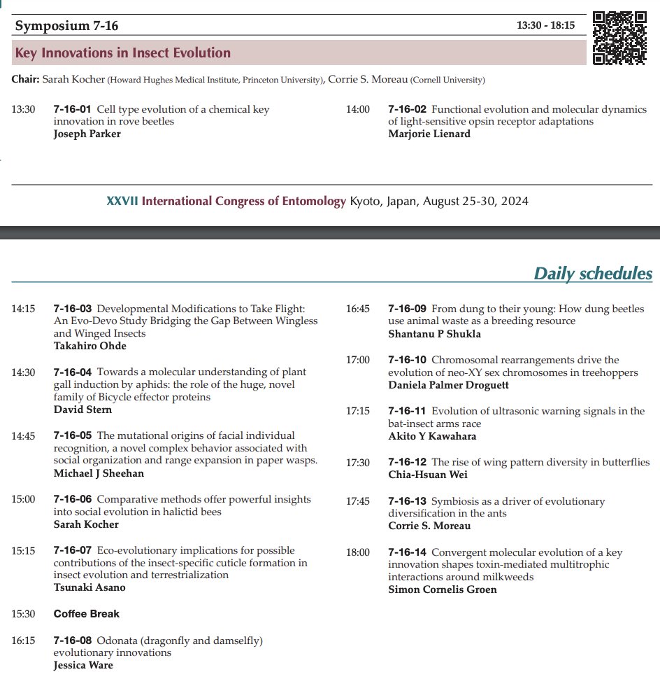 Dr. Corrie Moreau (@corriemoreau) on Twitter photo Excited for our symposium on "Key Innovations in Insect Evolution" co-moderated by <a href="/sd_kocher/">Sarah Kocher</a> and me (<a href="/CorrieMoreau/">Dr. Corrie Moreau</a>). So many outstanding presenters! Be sure to join us this afternoon in Room C-2 #ice2024kyoto Excited for our symposium on "Key Innovations in Insect Evolution" co-moderated by <a href="/sd_kocher/">Sarah Kocher</a> and me (<a href="/CorrieMoreau/">Dr. Corrie Moreau</a>). So many outstanding presenters! Be sure to join us this afternoon in Room C-2 #ice2024kyoto