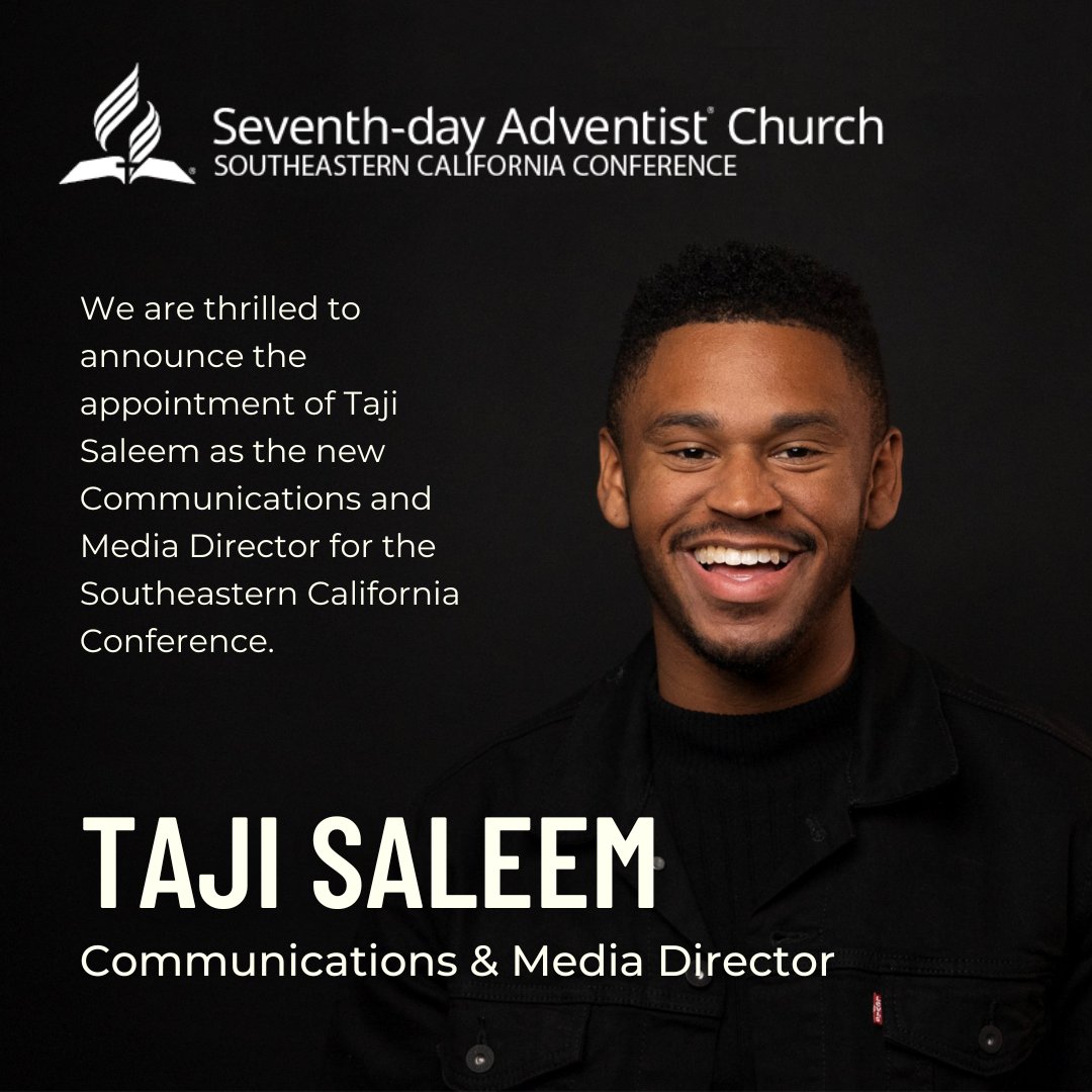 We are thrilled to announce Taji Saleem as the new Communications &amp; Media Director for SECC. Most recently, Taji served as the Assistant Director for Media for the Youth Department. Please continue to keep him in prayer as he steps into this new role. #seccadventist