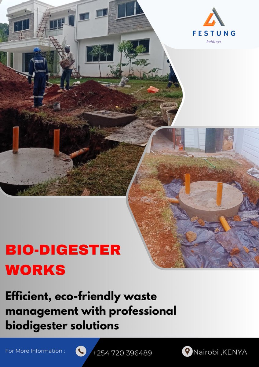 FestungL's tweet image. "We are what we REPEATEDLY do. EXCELLENCE, therefore, is NOT an act but a HABIT. "

Experience excellence with our #constructionservices and #biodigester services. Reach out to us 0720 396 489 or info@fetungholdingsltd.com
