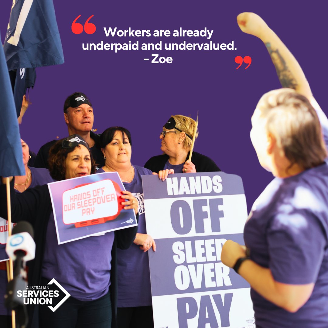 ASUnion's tweet photo. AIG wants to cut sleepover pay. We're not asleep on the job—ASU members are campaigning to improve it and keep workers safe. Sign the petition today: https://t.co/Mppoz6yrDF https://t.co/PDiSiFvbnx