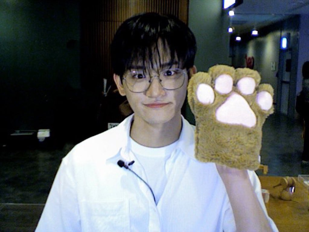 lucy_ot4's tweet photo. the paw glove was a prop for walwalie pov!! at some point yrchan tried to get us (the cameraperson) to do a turn which i assume was impossible for technical reasons so instead of offering a treat for motivation yechan ripped a hair from gwangil's head and tried giving us that? https://t.co/na1wzWQG8q