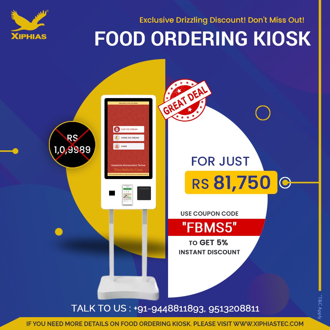 XIPHIAS0101's tweet photo. Boost efficiency &amp; customer satisfaction with food ordering kiosks! Streamline your restaurant operations today. Upgrade now! #RestaurantTech #foodkiosks

To Book a Kiosk Visit:
https://t.co/hzqOdKmXQg https://t.co/pMinE11rlO