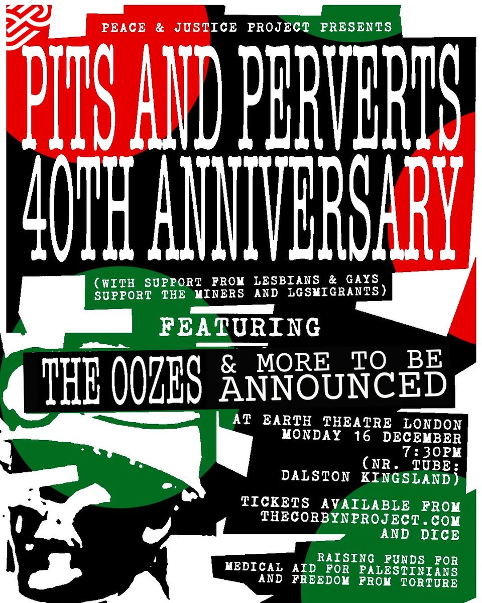 Peace & Justice Project (@corbyn_project) on Twitter photo 🚨 PITS & PERVERTS: 40TH ANNIVERSARY CONCERT
Join <a href="/jeremycorbyn/">Jeremy Corbyn</a>, <a href="/TheOozes/">THE OOZES ❤️🔥</a> and many more very special guests to be announced soon at <a href="/EartHackney/">EartH</a> on 16 December 2024.
🎟️ Tickets on sale now: bit.ly/PP40 🚨 PITS & PERVERTS: 40TH ANNIVERSARY CONCERT
Join <a href="/jeremycorbyn/">Jeremy Corbyn</a>, <a href="/TheOozes/">THE OOZES ❤️🔥</a> and many more very special guests to be announced soon at <a href="/EartHackney/">EartH</a> on 16 December 2024.
🎟️ Tickets on sale now: bit.ly/PP40