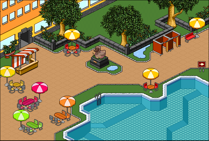 HabboJPN's tweet photo. 2004年8月31日は公共スペース「ウェルカムラウンジ」と「HabboプールII」がオープンした日です❗️

どちらもハボホテルを象徴する人気の公共スペース。
いつも人がたくさん居ましたね。

ちなみに、「Habboプール」と「HabboプールII」は同じように見えて実は違いが結構ありますｗ https://t.co/D3xU1AQRHX