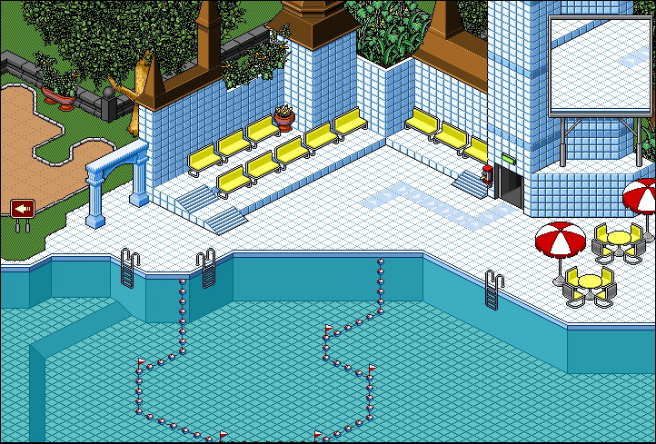 HabboJPN's tweet photo. 2004年8月31日は公共スペース「ウェルカムラウンジ」と「HabboプールII」がオープンした日です❗️

どちらもハボホテルを象徴する人気の公共スペース。
いつも人がたくさん居ましたね。

ちなみに、「Habboプール」と「HabboプールII」は同じように見えて実は違いが結構ありますｗ https://t.co/D3xU1AQRHX