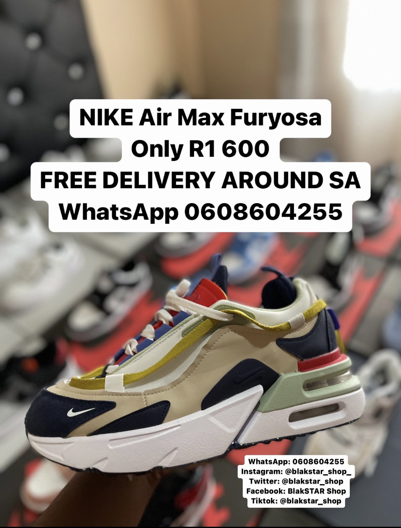 BlakSTAR SHOP WhatsApp for Shoes on X SHOE OF THE DAY NIKE Air Max Furyosa Only R1 600 FREE DELIVERY AROUND SA WhatsApp 0608604255 COMES WITH FREE NIKE SOCKS Khanyi Mbau