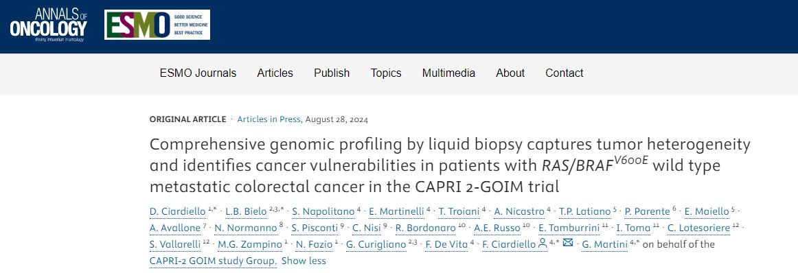 Davide Ciardiello (@dciardiello) on Twitter photo Thrilled to share our latest article just published in <a href="/Annals_Oncology/">Annals of Oncology</a> regarding the role of liquid biopsy CGP in patients with RAS/BRAF wt MSS metastatic colorectal cancer enrolled in the CAPRI-2 GOIM study
<a href="/IEOufficiale/">IEO</a> <a href="/myESMO/">ESMO - Eur. Oncology</a>
annalsofoncology.org/article/S0923-… Thrilled to share our latest article just published in <a href="/Annals_Oncology/">Annals of Oncology</a> regarding the role of liquid biopsy CGP in patients with RAS/BRAF wt MSS metastatic colorectal cancer enrolled in the CAPRI-2 GOIM study
<a href="/IEOufficiale/">IEO</a> <a href="/myESMO/">ESMO - Eur. Oncology</a>
annalsofoncology.org/article/S0923-…