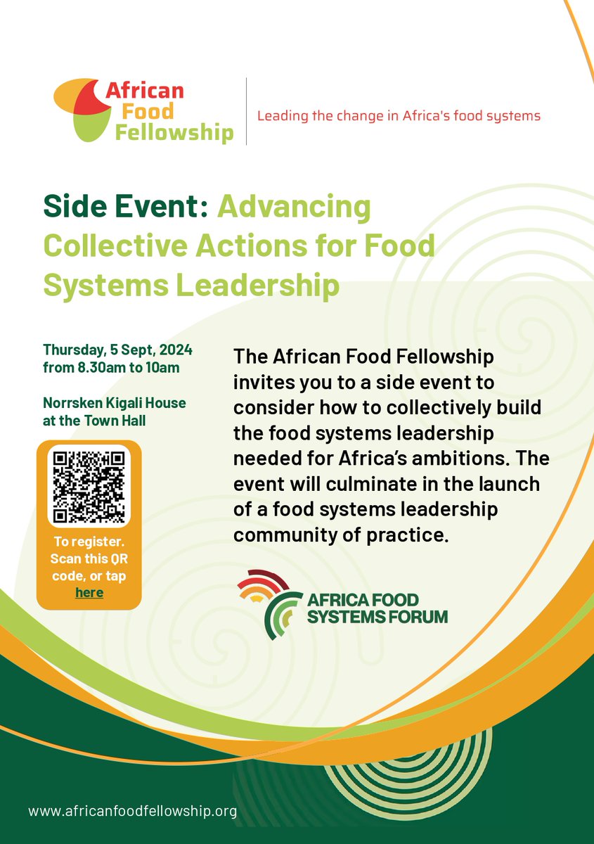 _AfricanFood's tweet photo. 📢 #AFSForum Side Event Alert!
We are delighted to invite you to an #AFSForum side event to consider how to collectively build the food systems leadership needed for Africa’s ambitions.
@TheAGRF https://t.co/Sr4SltaiGS