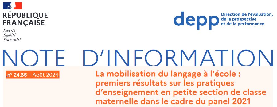 Parution d'une synthèse des pratiques d’enseignement dans le domaine de la mobilisation du langage en petite section de classe maternelle dans le cadre du panel 2021. A consulter 🔗education.gouv.fr/la-mobilisatio…