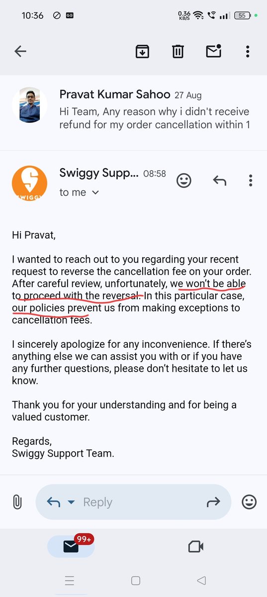 impksahoo's tweet photo. @SwiggyCares @Swiggy Thanks for the response!!!
Please check the response below by @Swiggy CC. They would have verified properly and responded.
They didn't mentioned regarding the payment failure. I made payment using CC and order also got placed. I did not aware it was COD due to payment failure. https://t.co/wUqSGVFNT7
