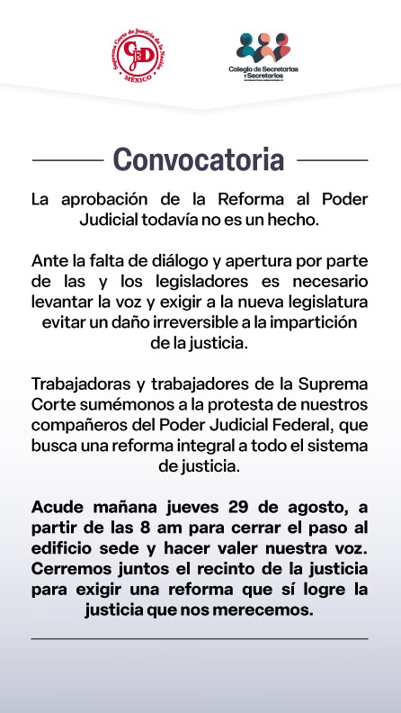 🔈⚠️Urgente convocatoria⚠️🔈
La Justicia requiere tu Auxilio 

A cerrar la Suprema Corte de Justicia de la Nación!!!