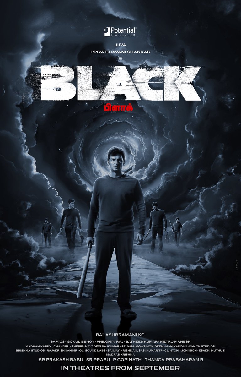 Potential Studios LLP (@potential_st) on Twitter photo Time 🕰️ is ticking and the mystery begins! Unveiling the Title & First Look of #BLACK, in theatres from September
<a href="/JiivaOfficial/">Jiiva</a> <a href="/priya_Bshankar/">Priya BhavaniShankar</a> @kgBalasubramani <a href="/actorvivekpra/">Actor Vivek Prasanna</a> #ShivaShahra <a href="/iamswayamsiddha/">Swayam</a> <a href="/gokulbenoy/">gokul benoy</a> <a href="/SamCSmusic/">𝐒𝐀𝐌 𝐂 𝐒</a> <a href="/madhankarky/">Madhan Karky</a> <a href="/ArtSathees/">Satheeskumar Artdirector</a> <a href="/philoedit/">Philomin Raj</a> #MetroMahesh Time 🕰️ is ticking and the mystery begins! Unveiling the Title & First Look of #BLACK, in theatres from September
<a href="/JiivaOfficial/">Jiiva</a> <a href="/priya_Bshankar/">Priya BhavaniShankar</a> @kgBalasubramani <a href="/actorvivekpra/">Actor Vivek Prasanna</a> #ShivaShahra <a href="/iamswayamsiddha/">Swayam</a> <a href="/gokulbenoy/">gokul benoy</a> <a href="/SamCSmusic/">𝐒𝐀𝐌 𝐂 𝐒</a> <a href="/madhankarky/">Madhan Karky</a> <a href="/ArtSathees/">Satheeskumar Artdirector</a> <a href="/philoedit/">Philomin Raj</a> #MetroMahesh