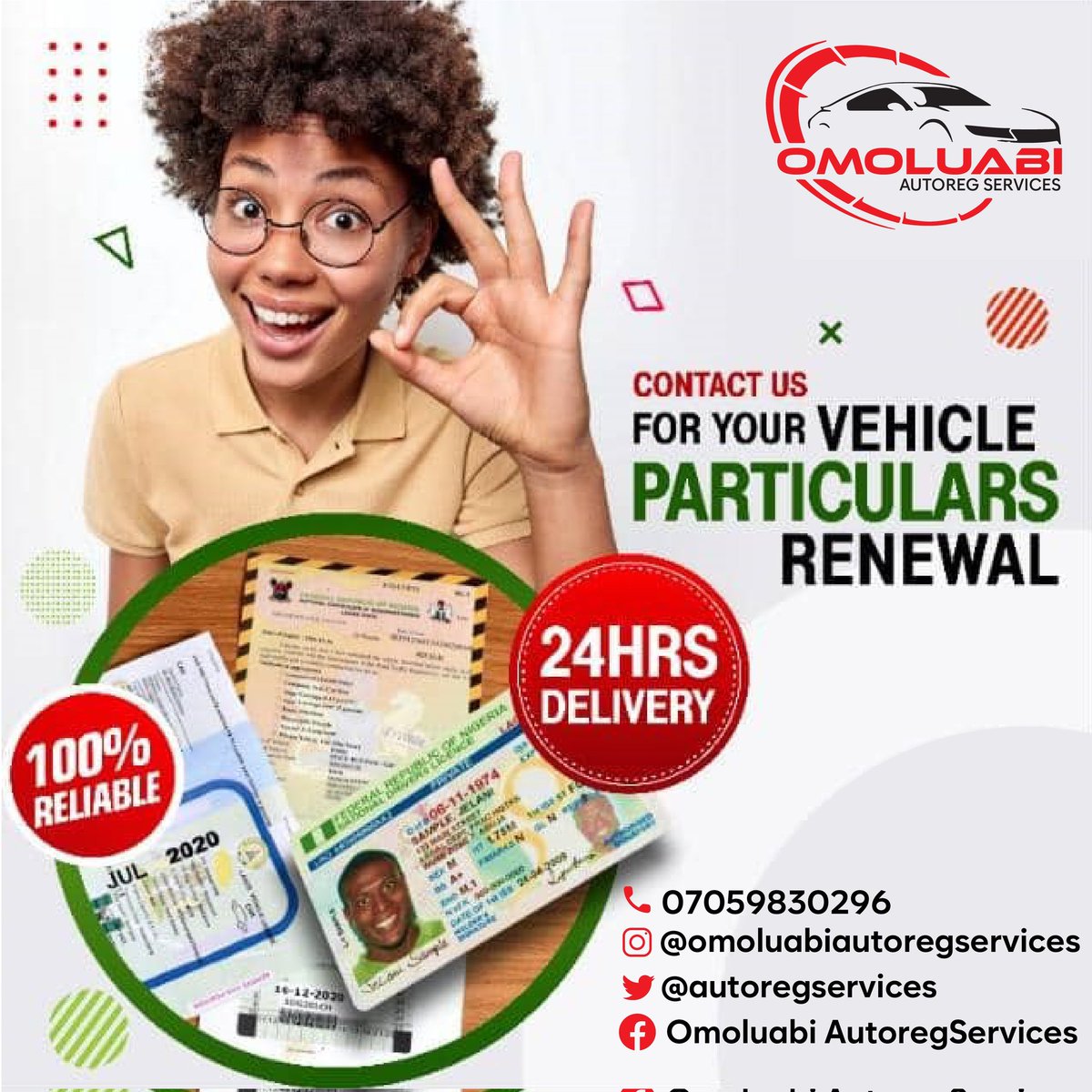 VRegServices's tweet photo. @NigeriaStories Your One-Stop Shop for Vehicle Documentation!

- New vehicle registration
- Renewal of expired car documents
- Driver's license processing

We offer fast, affordable, and reliable services with nationwide delivery right to your doorstep.

WhatsApp: https://t.co/LT6RPXLZa2 https://t.co/KzzJgxdRJG