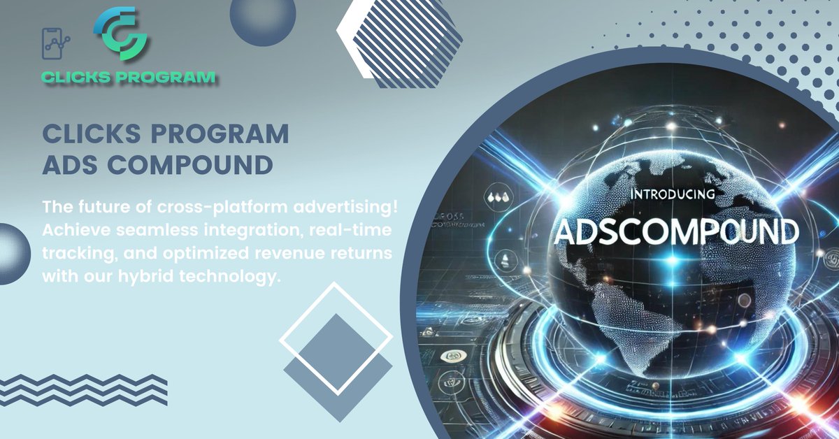 ClicksProgram's tweet image. Introduction to AdsCompound

Introducing AdsCompound: The future of cross-platform advertising! 

Achieve seamless integration, real-time tracking, and optimized revenue returns with our hybrid technology. 

#AdsCompound #AdTech #CrossPlatform #Clicksprogram #ClicksX #Defi…