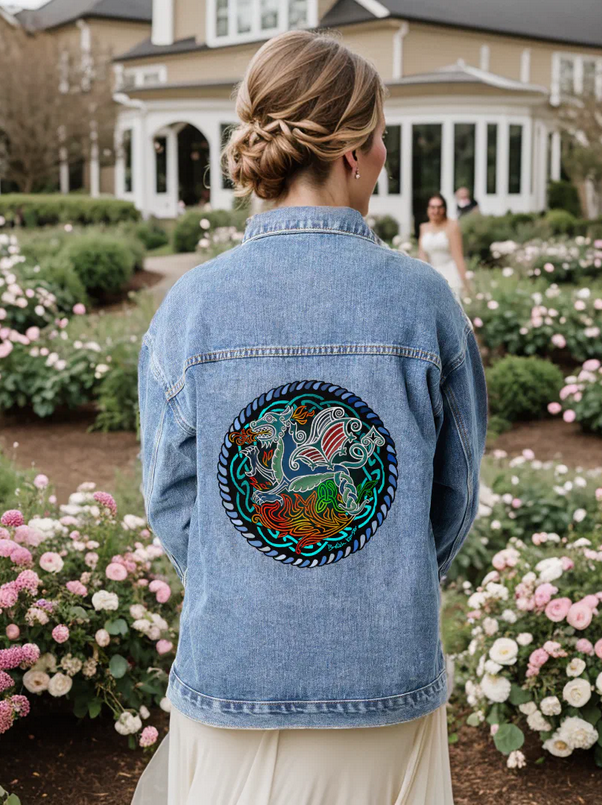GiachelloB's tweet photo. Veste en jean "Dragon celtique", pour femme, en ce moment à -20% 🥳
▶️https://t.co/cLX4Skh9ps
#veste #jacket #jean #denimjeans #vetement #apparel #casual #decontracte #BreizhKorser #motifceltique #celticdesign #zazzle #bzh #giftidea #Rentree2024 #womenstyle https://t.co/CKmNwA9o7x