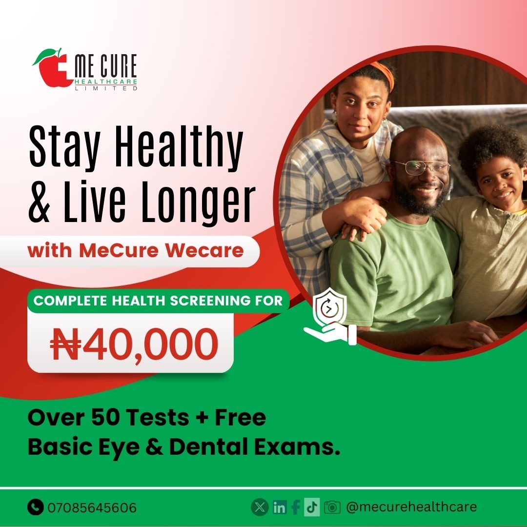 MeCureHealth's tweet photo. Invest in your health with MeCure Wecare. For just ₦40,000, get a comprehensive health check-up that includes over 50 test parameters and free basic eye & dental exams. Live healthier, live longer.
#MeCureWecare #HealthCheckup #MeCure #MeCureHealthcare #Mecurecares #MeCure https://t.co/3952uojaaE