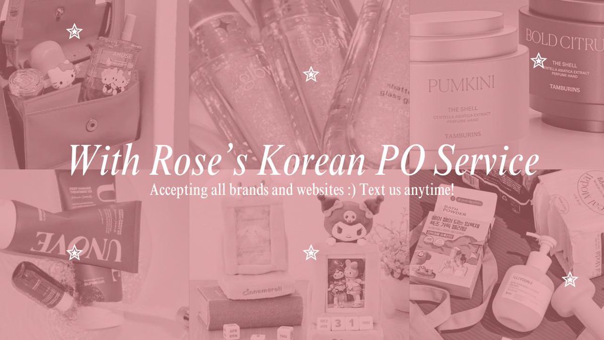 with__rose's tweet photo. open po all korean websites by @with__rose! 🔖 

 📢 calling all lovers of trinkets, skincare, makeup, and cute things from 🇰🇷

✮ based in jkt, ina — shipping: ems &amp; air cargo

📲 tele gc: https://t.co/MLiwtnneQ2 https://t.co/sJqTVUmabP