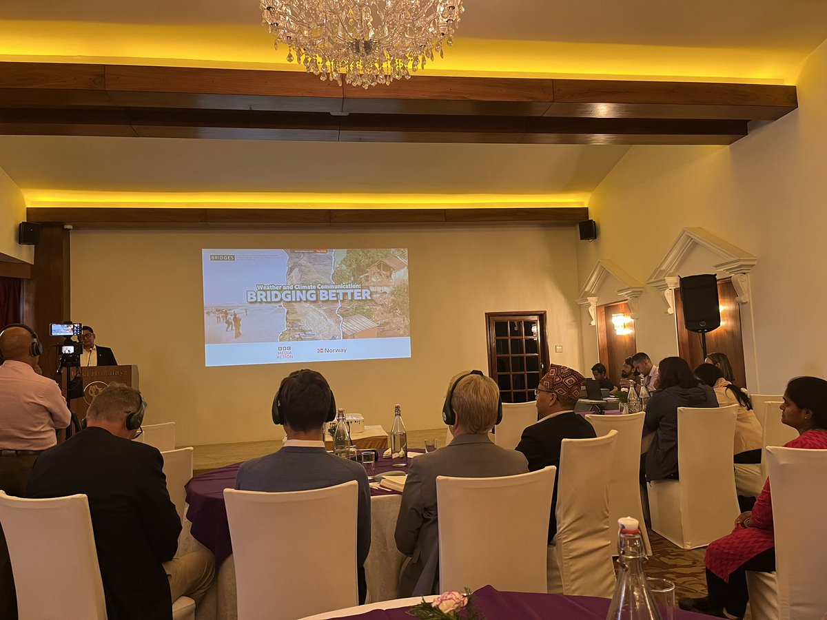 Happening now workshop on Weather and Climate Communication: Bridging better in Kathmandu organized by BBC Media Action. In the opening <a href="/NDRRMA_Nepal/">NDRRMA</a> chief <a href="/anilpokhrel/">Anil Pokhrel</a> said in an #Ews risk #communication is the weakest pillar.
<a href="/raztuladhar/">Raz Tuladhar</a>