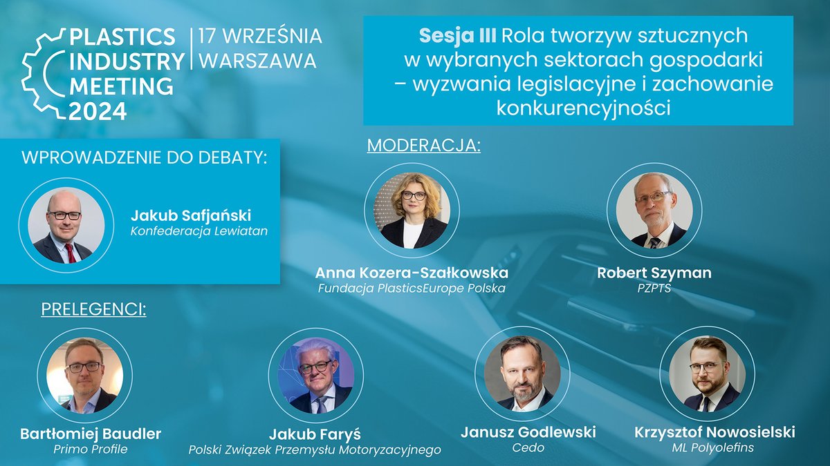 Podczas 3. sesji #PlasticsIndustryMeeting2024 porozmawiamy o:
➖ perspektywie polskiego przemysłu
➖ nadchodzącej legislacji
➖ wykorzystaniu tworzyw w różnych sektorach 
➖ współpracy w łańcuchu wartości

➡Rejestracja: connect.pl@plasticseurope.org
#plastics #GOZ #tworzywa