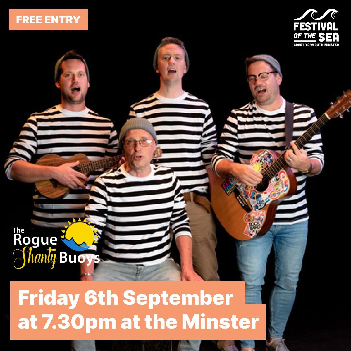 Billed as a "slightly salty Mumford &amp; Sons" The Rogue Shanty Buoys will be bringing their unmistakably bold and original sound to the Minster with an evening of traditional sea shanties and contemporary songs. Friday 6th September at 7.30pm. Free entry, bar available.
